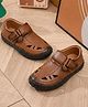 SHOES FOR JUNIORS Textured Velcro Closure Sandals - Tan