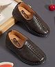 SHOES FOR JUNIORS Abstract Designed Slip On Mojaris - Brown