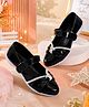 PASSION PETALS Stones Embellished Bow Designed Velcro Closure Ballerinas - Black