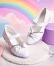 PASSION PETALS Stones Embellished Bow Designed Velcro Closure Ballerinas - White
