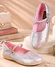 PASSION PETALS Pearl & Stone Embellished Velcro Closure Metallic Mary Jane Ballerinas - Pink