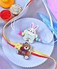 Asthetika Teddy Rabbit Set of 2 Rakhis with Roli Chawal - Brown White