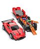 Mirana Toys Car-in-Car Garage Toy for Kids | 4 Diecast Metal Cars | Foldable Storage Playset with Handle | Holds up to 16 Vehicles | Gift for Boys & Girls 18+ Months - Red