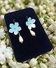 SKD Pearl Embellished Floral Detailed Earrings - Light Blue
