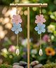 SKD Pearl Embellished Floral Detailed Earrings - Blue