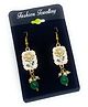 SKD Floral Designed & Beads Embellished Earrings - White