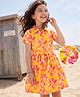 OLLINGTON ST. Cotton Single Jersey Knit Shirt Dress and Belt With Half Sleeves and Floral Print - Yellow