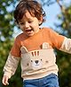 Babyhug Heavy Gauge 100% Cotton Knit Sweatshirt with Full Sleeves and Animal Applique - Orange