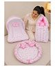 Babytoons Baby Cotton Sleeping Essential Reversible Nest Mattress with Net & Carry Bed 0-6 Months - Pink