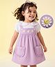 Babyhug Cotton Woven Half Sleeves Frock with Inner Tee and Floral Embroidery - Lavender