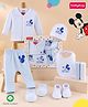 Babyhug Disney Boys Gift Set with Mickey Mouse Graphic Baby Clothing Set- White & Blue