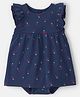 Carter's Cotton Knit  Frill Sleeves  Frock Style Onesie with Berry Print - Navy Blue