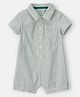 Carter's Cotton Woven Half Sleeves Collar Neck Striped Romper - Green