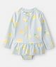 Carter's Full Sleeves Tropical Theme Printed Frock Style Swimsuit - Light Blue