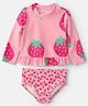 Carter's Full Sleeves Strawberry Printed Two Piece Swimsuit - Pink