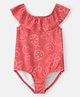 Carter's Sleeveless Floral Printed V Cut Swimsuit - Orange