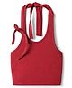 Taffykids Knit Sleeveless Solid Bow Detail Halter Neck Top - Red