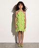 Taffykids Georgette Woven Sleeveless Cascade Ruffle Aline Dress - Green