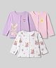 Babyoye 100% Cotton Interlock Knit Jhablas with Full Sleeves and Rabbit Print in White Pack of 3 for 0-3 Months