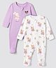 Babyoye 100% Cotton with Ecojiva Finish Knit Full Sleeves Sleep Suits with Floral & Bunny Print Pack of 2 - Lilac & White