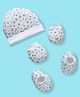 Bubble Pop Interlock Knit Cap, Mitten & Booties with Floral Print White - Diameter 15 cm