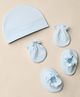 Bubble Pop Interlock Knit Solid Cap, Mitten & Booties Light Blue - Diameter 9 cm