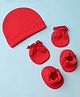 Bubble Pop Interlock Knit Solid Cap, Mitten & Booties Red - Diameter 9 cm