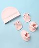 Bubble Pop Interlock Knit Solid Cap, Mitten & Booties Pink - Diameter 10 cm