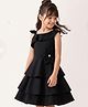Arias Knit Sleeveless Scuba One Piece Dres With 3D Floral Applique - Black
