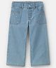 OshKosh B'gosh Denim Full Length Light Washed Wide-Leg Jeans with Floral Embroidery - Blue