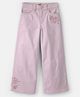 OshKosh B'gosh Cotton Lycra Woven Full Length Floral Embroidered Cropped Wide-Leg Pants - Purple