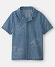 OshKosh B'gosh Cotton Woven Denim Shirt with Short Sleeves and Tropical Theme Print in Navy Blue for 8-9 Years