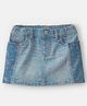 OshKosh B'gosh Cotton Lycra Woven Light Wash Above Knee Length Floral Printed Denim Skirt - Blue