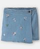 OshKosh B'gosh Woven Above Knee Length Medium Wash Floral Embroidered Denim Wrap Skort - Blue