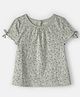 OshKosh B'gosh Cotton Blend Knit Half Puff Sleeves Floral Printed Top - Light Green