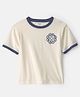 OshKosh B'gosh Cotton Knit Half Sleeves  T-Shirt with Brand Embroidery - Cream
