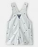 OshKosh B'gosh Cotton Woven Sleeveless Striped & Whale Printed Dungaree -Light Green