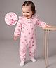 Babyoye 100% Cotton Interlock Knit With Eco Jiva Finish Romper Full Sleeves With Floral Print - Pink