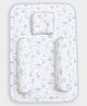 Mi Arcus 100% Cotton Filling 100% Polyester All Over Printed Mattress, Baby Pillow & 2 Bolster- White & Blue