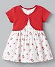 Babyhug Poplin Woven Sleeveless frock with Jacket & Floral Print - White