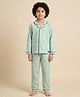 Funkrafts Poplin Woven Full Sleeves Geometric Printed Coordinating Shirt & Pajama Night Suit - Sea Green