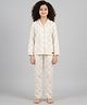 Funkrafts Poplin Woven Full Sleeves Animal Printed Coordinating Shirt & Pajama Night Suit - Off White