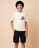 Funkrafts Knitted Knit Half Sleeves Its Never Random Always International Text Printed Tee & Shorts Set - Off White & Black