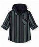 Pine Kids 100% Cotton Woven Hooded Shirts with Full Sleeves and Striped Print in Green for 4-5 Years