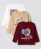 Primo Gino Interlock Knit Drop Shoulder Oversized Full Sleeves T-Shirt With Wheels up & Newyork City Text Print Pack of 3 - Maroon White & Peach