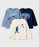 Primo Gino Interlock Cotton Knit Full Sleeves T-Shirts with Soccer Players & Text Print in Multi Color Pack of 3 Light Blue, Navy Blue & White
