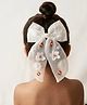 CHOKO Pearl & Floral Applique Embellished Bow Alligator Hair Clip - White & Red