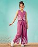Fashion Dream Silk Woven Sleeveless Lace Embellished Top & Palazzo Set - Lavender