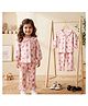 ToffyHouse 100% Cotton Single Jersey Knit Front Open Full Sleeves Co-ord Shirt & Pajama Night Suit with Rainbow Ice-Cream Cherry Print & Heart Patch - Pink