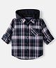 Pine Kids 100% Cotton Woven Hooded Shirt with Full Sleeves in Grey